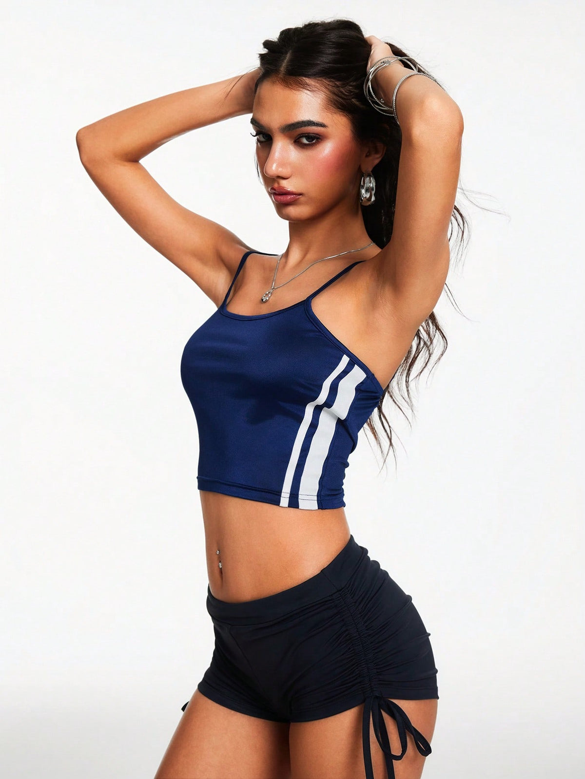 Athletic Striped Cropped Tank Top