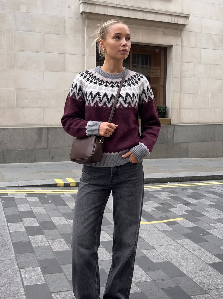 Cozy Fair Isle Pattern Pullover Sweater