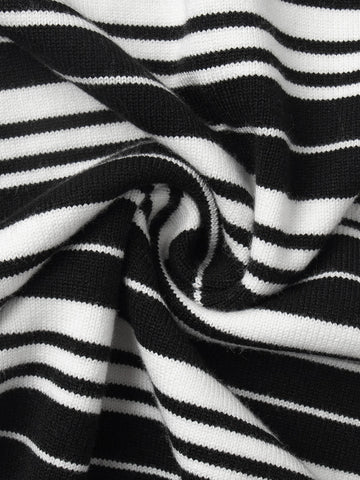 Oversized Striped Polo Collar Knit Sweater
