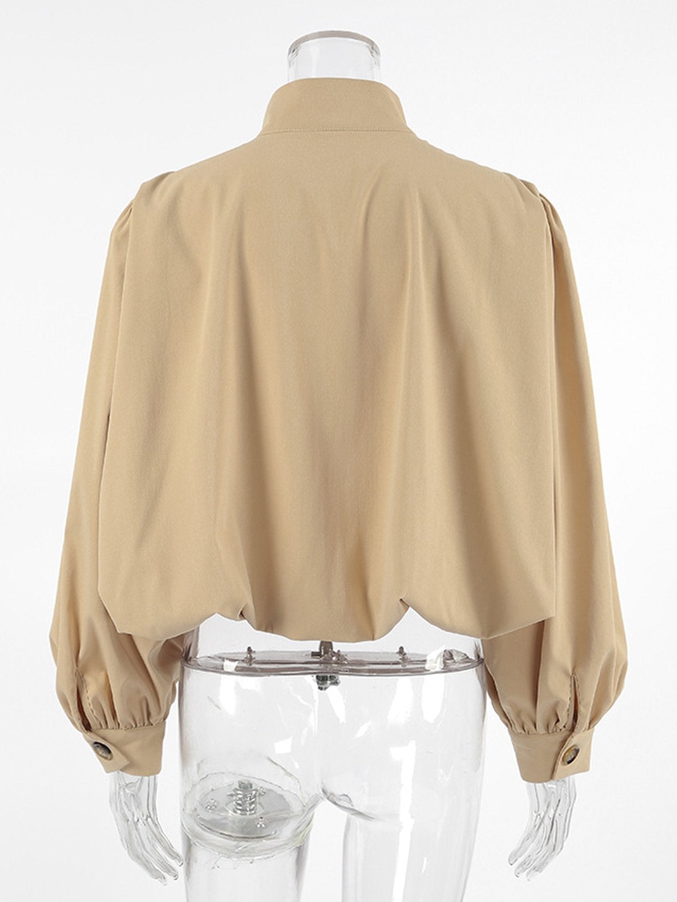 Puff Sleeve Stand Collar Crop Jacket
