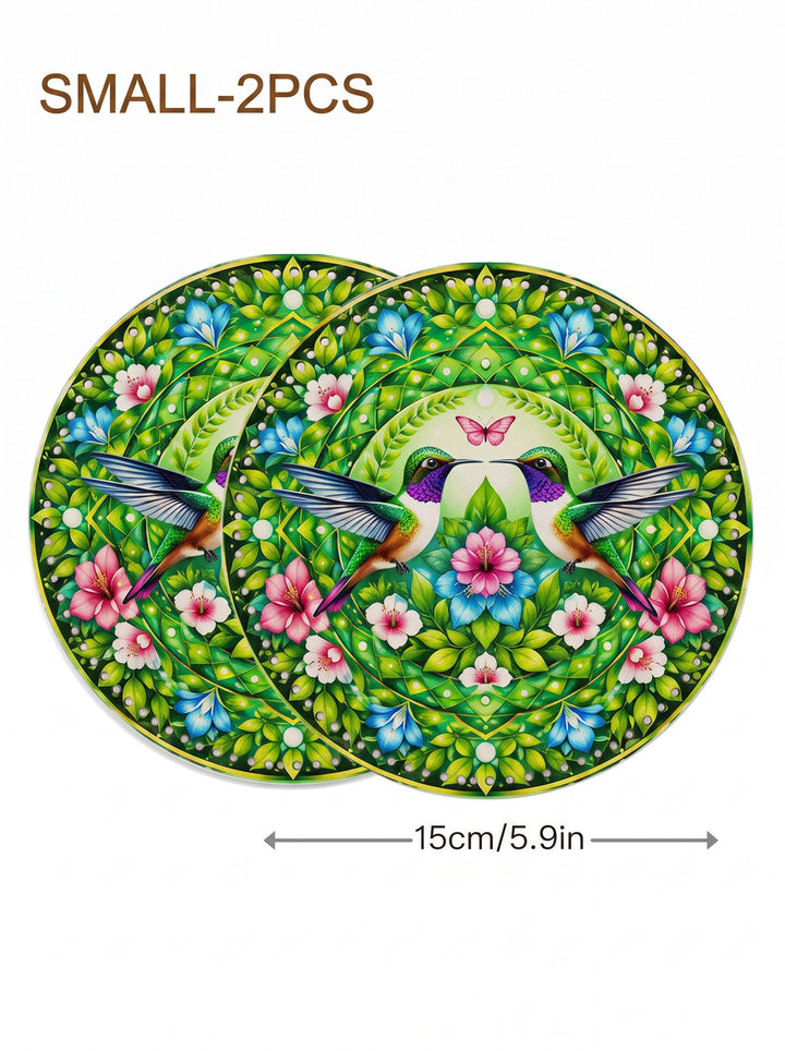 Hummingbird and Floral Mandala Crochet Basket Bottom