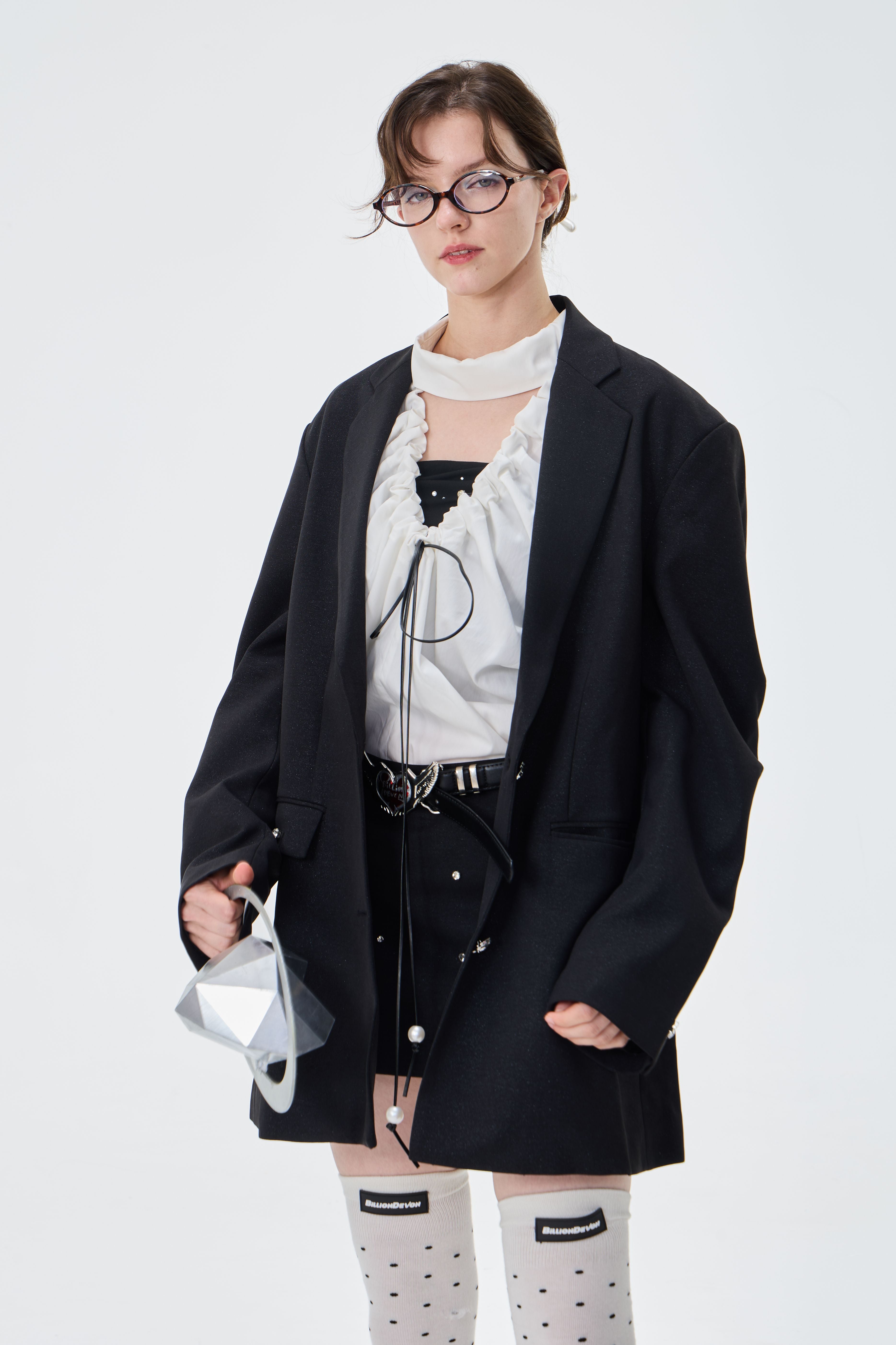 Oversized Relaxed Fit Black Blazer Jacket