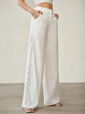 Lace Trim High Waisted Trousers