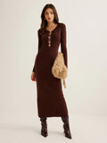Cutout Ribbed Knit Maxi Dress
