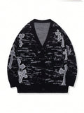 Oversized Grunge Cross Pattern Cardigan