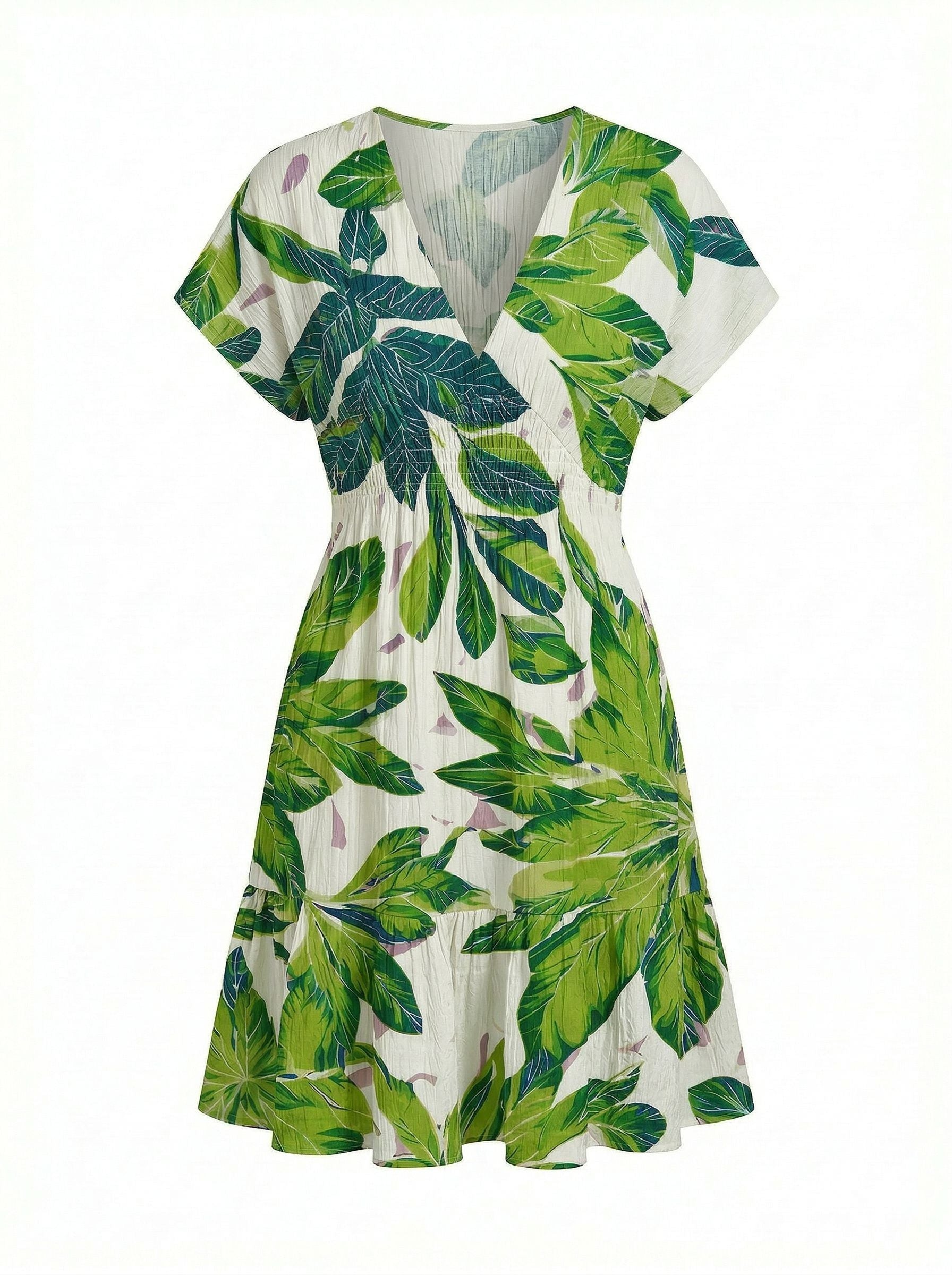 Floral Print V Neck Tiered Babydoll Mini Dress