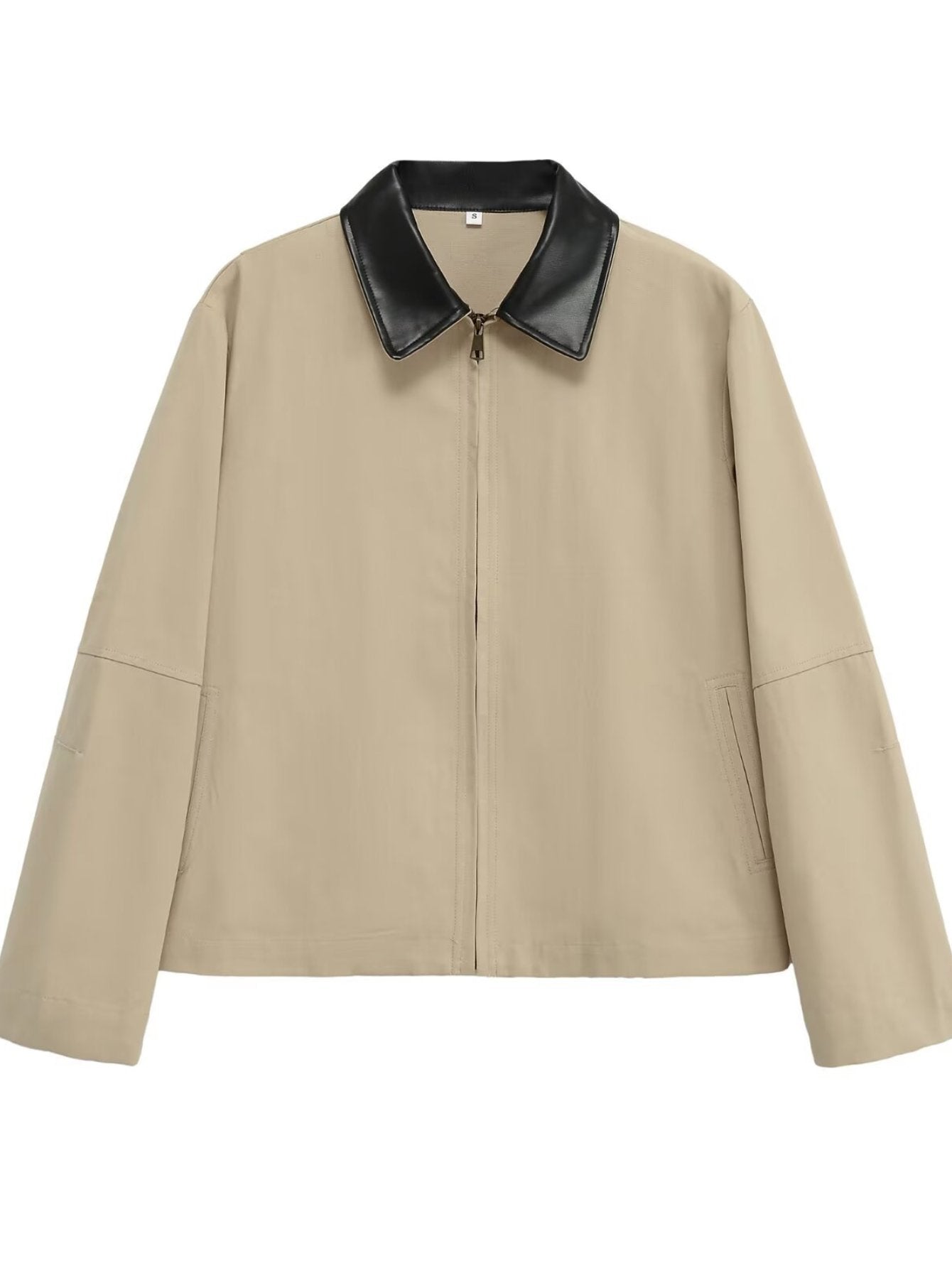 Contrast Collar Zip Up Jacket