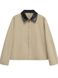 Contrast Collar Zip Up Jacket