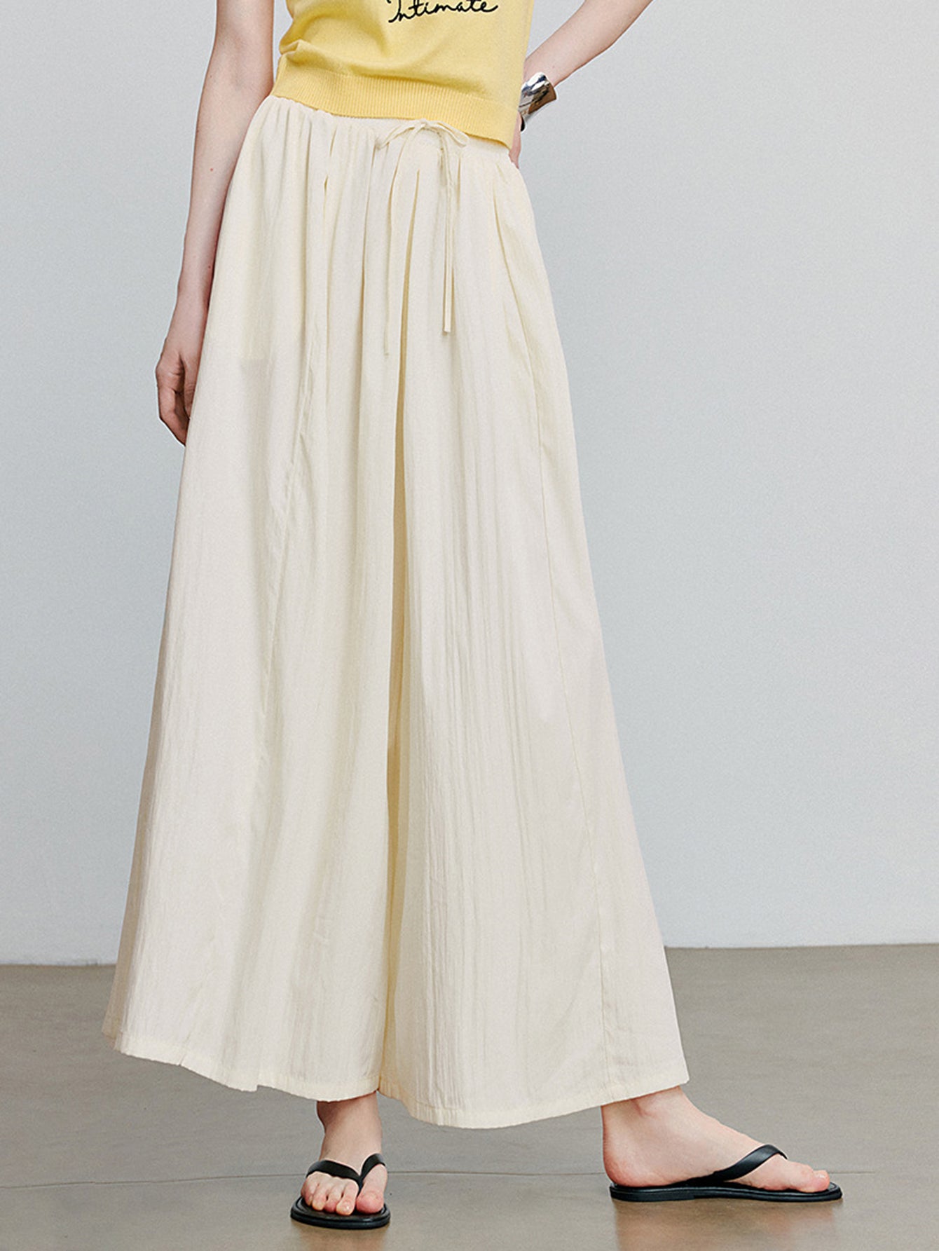 TOYOUTH Wide Leg Drawstring Waist Bohemian Pants