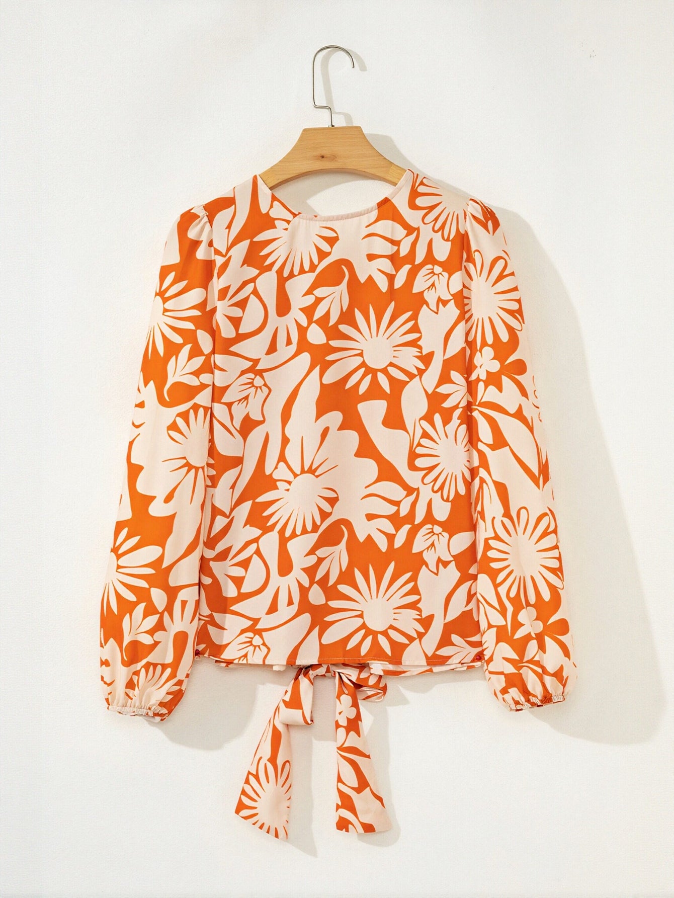 Floral Print Long Sleeve Chiffon Blouse