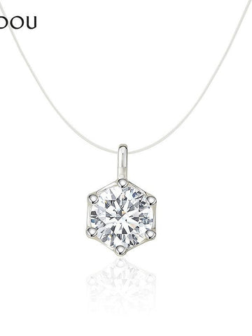 Minimalist Invisible Floating Diamond Necklace