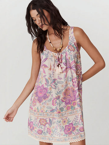 Boho Floral Print Mini Dress