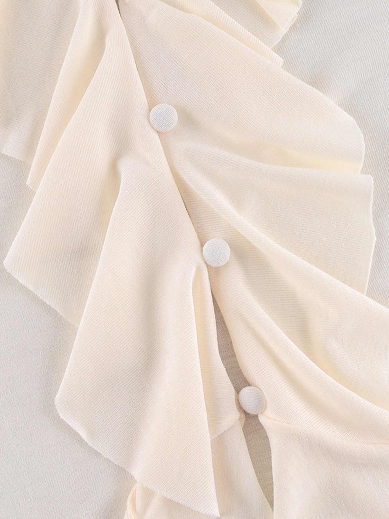 Ruffled V Neck Long Sleeve Pullover