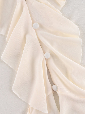 Ruffled V Neck Long Sleeve Pullover