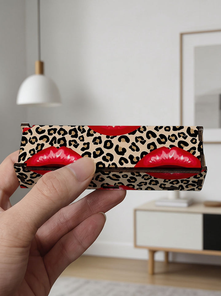 Red Lips Leopard Print Storage Box