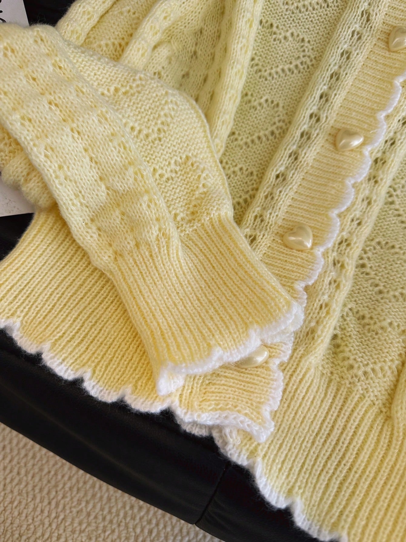 Cozy Cropped Heart Knit Cardigan