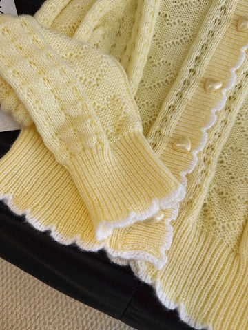 Cozy Cropped Heart Knit Cardigan