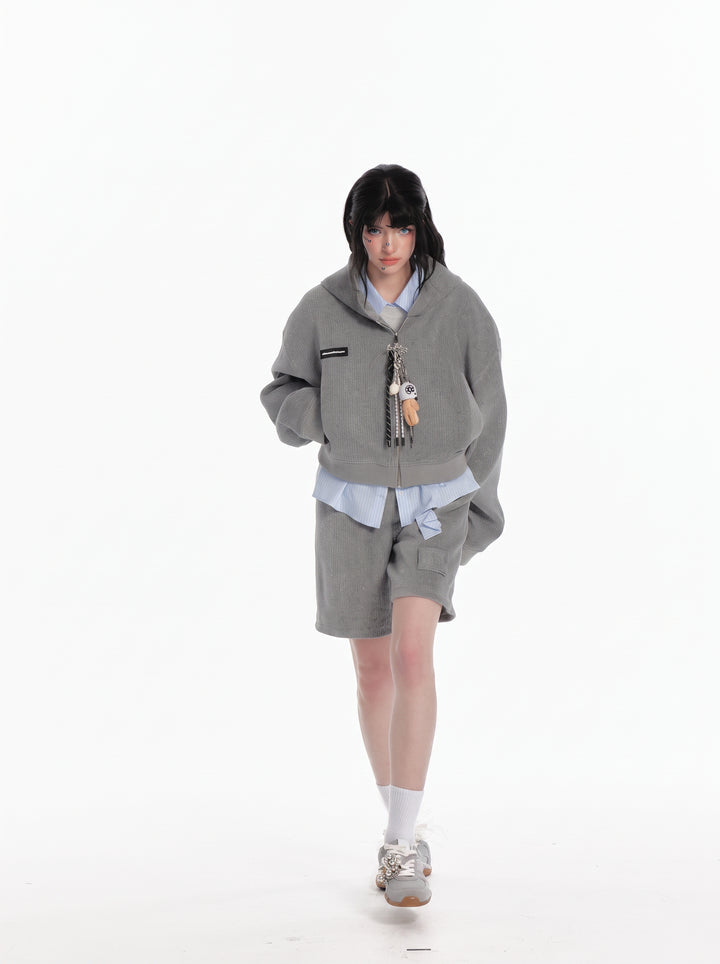 Oversized Cropped Zip Up Hoodie
