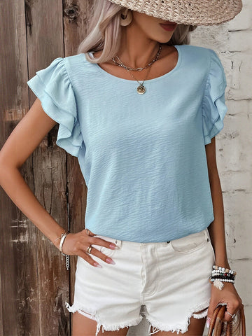 Light Ruffle Sleeve Blouse