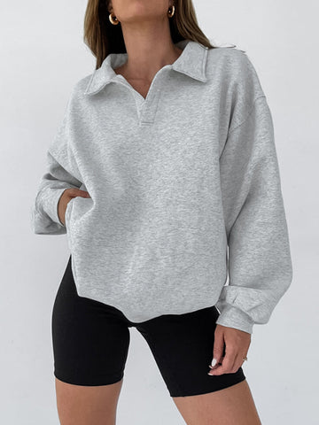 Oversized Collared Button Up Sweatshirt