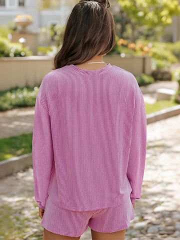 Pocket Detail Cozy Shorts Set