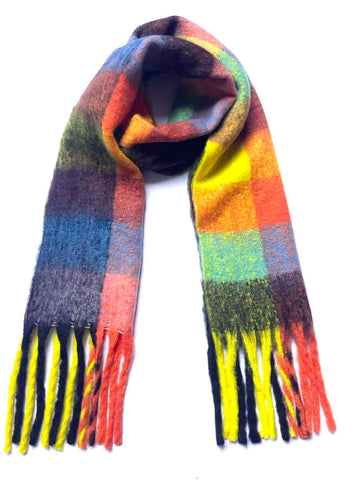 Cozy Soft Plaid Fringed Scarf
