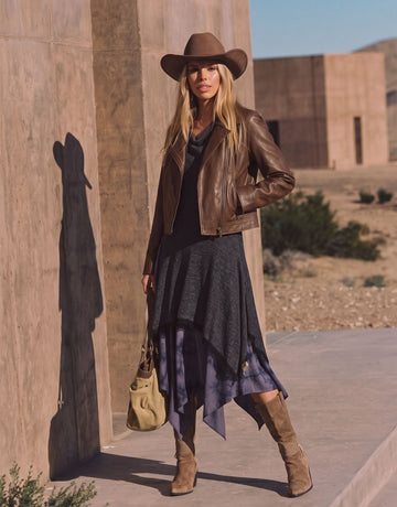 Classic Brown Cropped Faux Leather Jacket