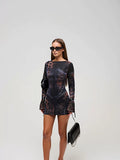 Studded Leopard Print Mini Dress
