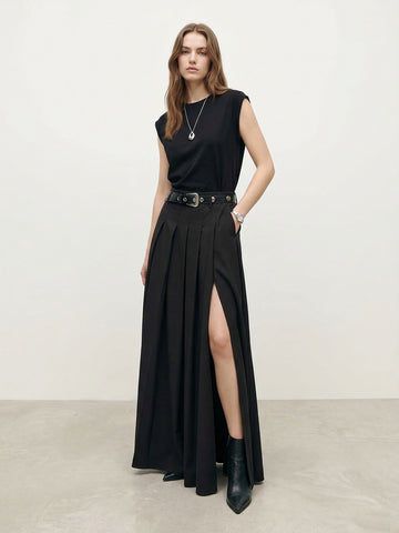 A-line Side Slit Maxi Skirt