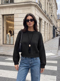 Oversized Balloon Sleeve Cropped Sweater