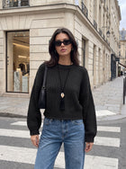 Oversized Balloon Sleeve Cropped Sweater