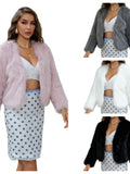 Cropped Plush Faux Fur Jacket