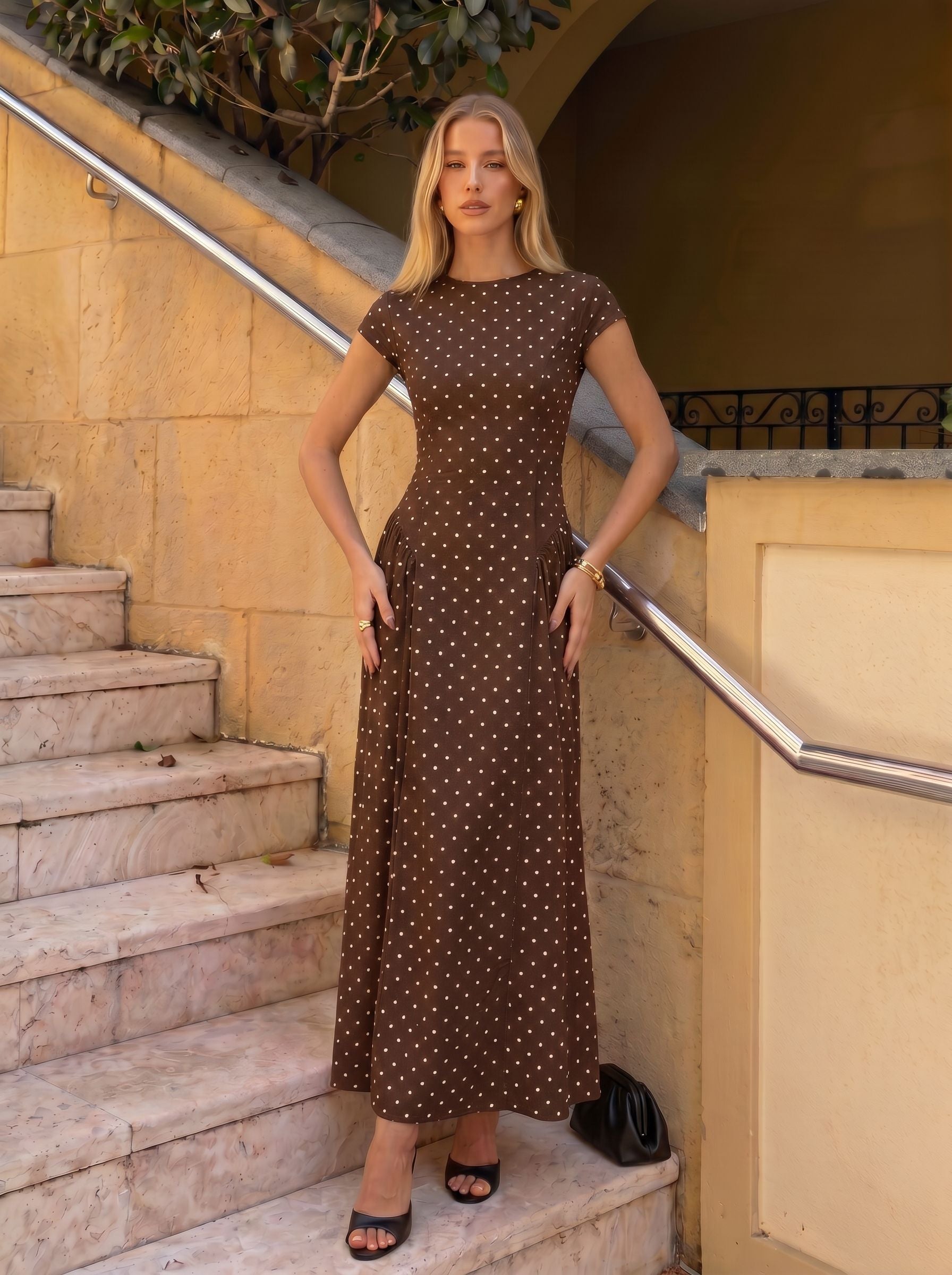 Polka Dot Sleeveless Midi Dress