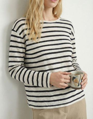 Roud Neck Lon Sleeves Relaxed Fit Casual Top