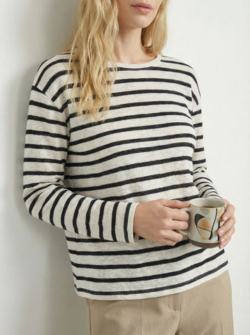 Roud Neck Lon Sleeves Relaxed Fit Casual Top
