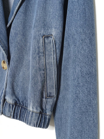 Cropped Double Breasted Denim Jacket