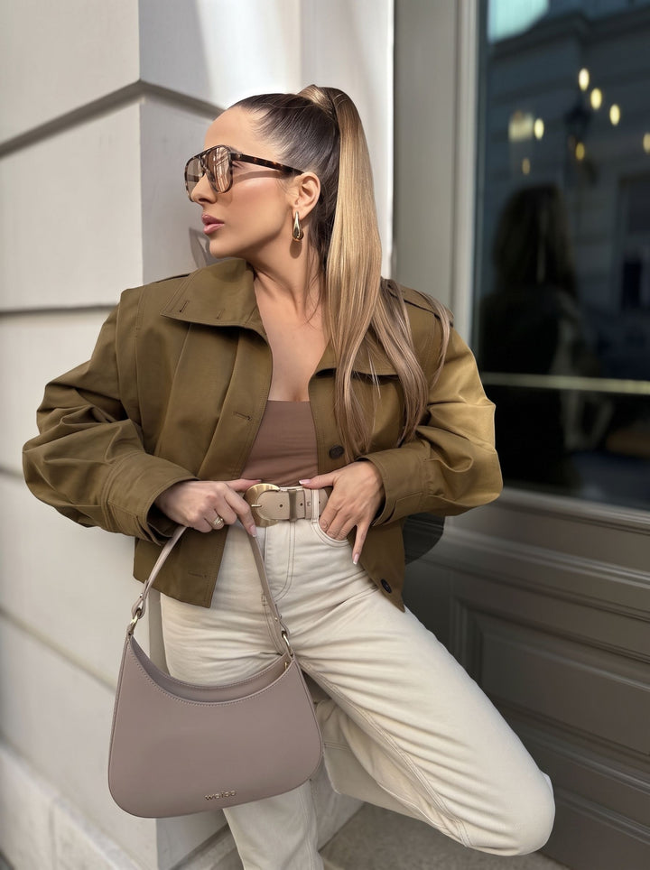 Oversized Pleated Button Down Jacket