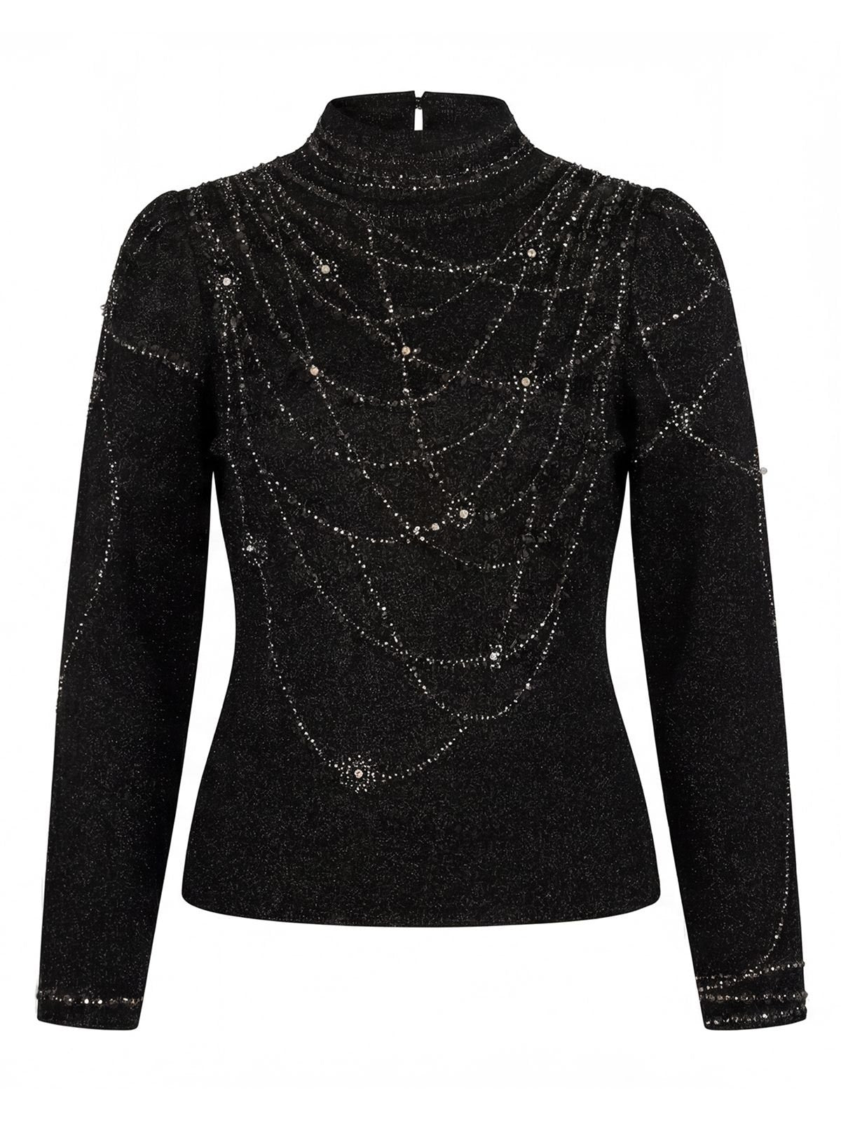 Embellished Shimmer Mock Neck Sweater