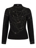 Embellished Shimmer Mock Neck Sweater