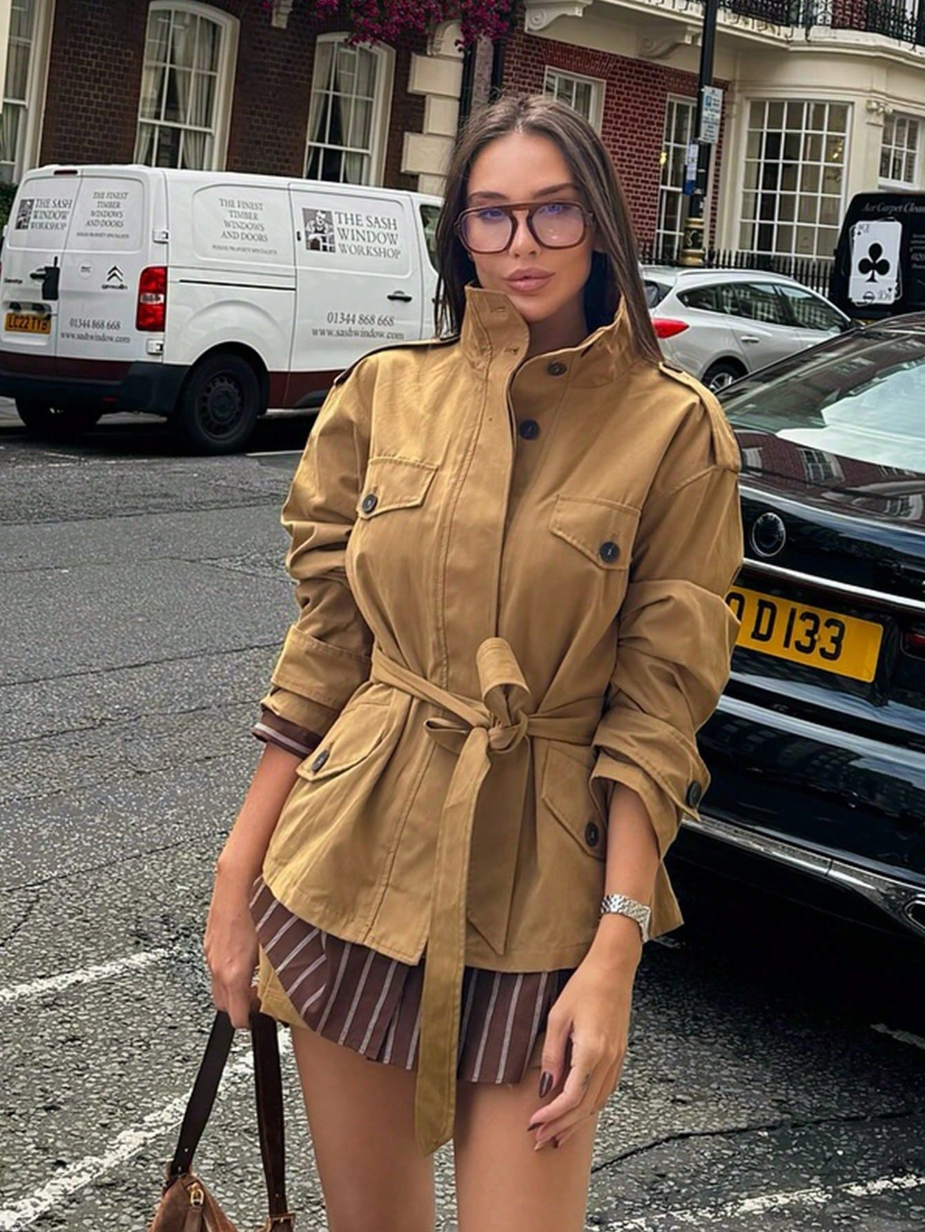 Oversized Belted Utility Trench Jacket