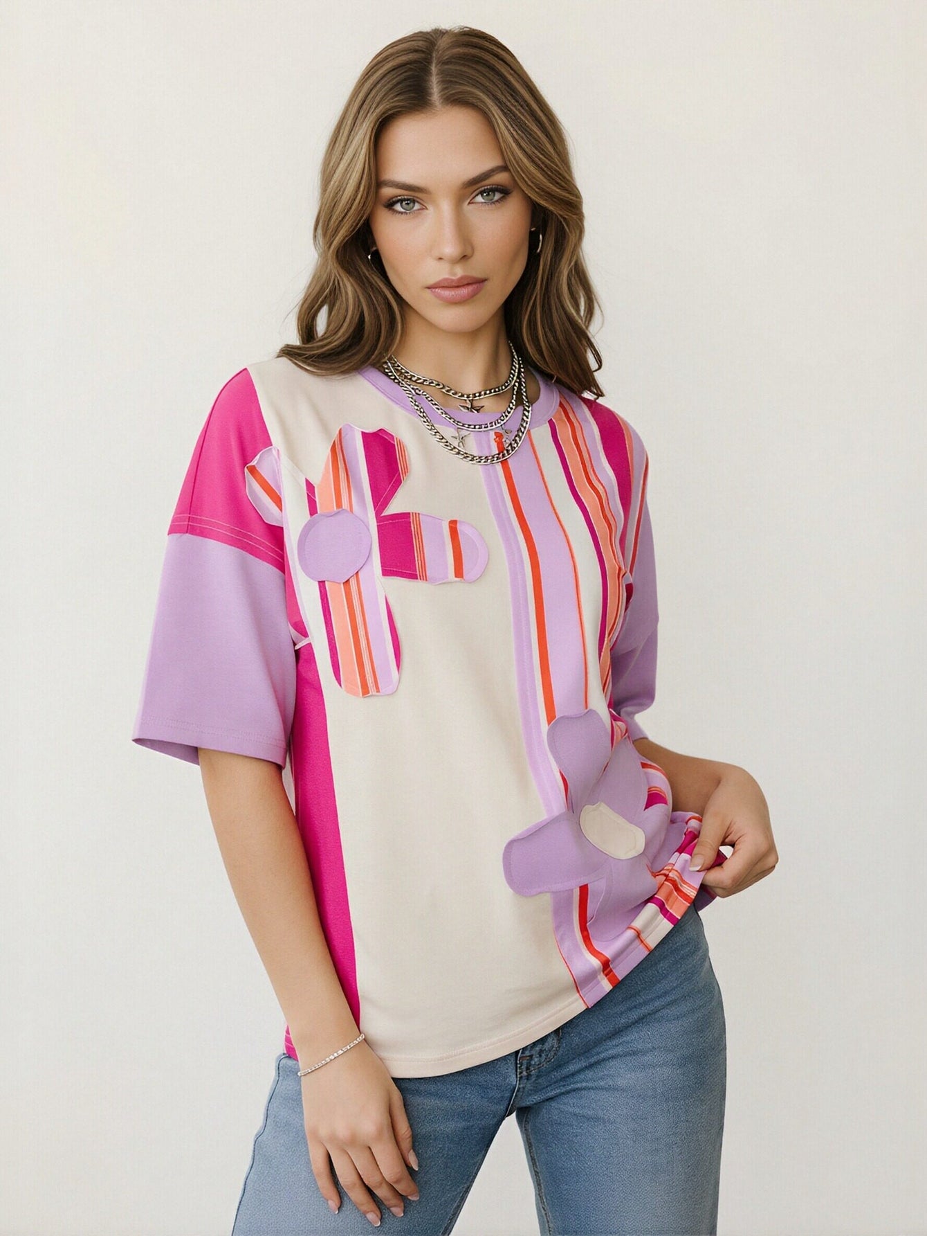 Floral Applique Bohemian T-Shirt