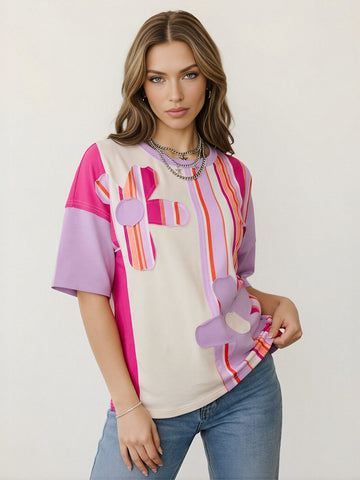 Floral Applique Bohemian T-Shirt