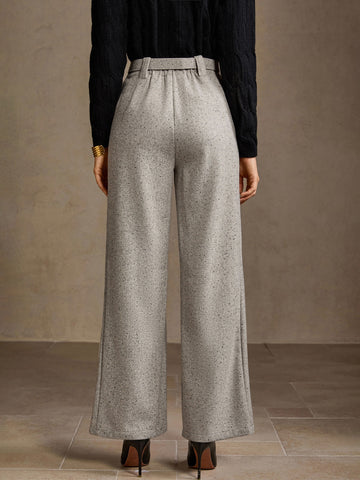 High Waisted Belted Wide Leg Trousers