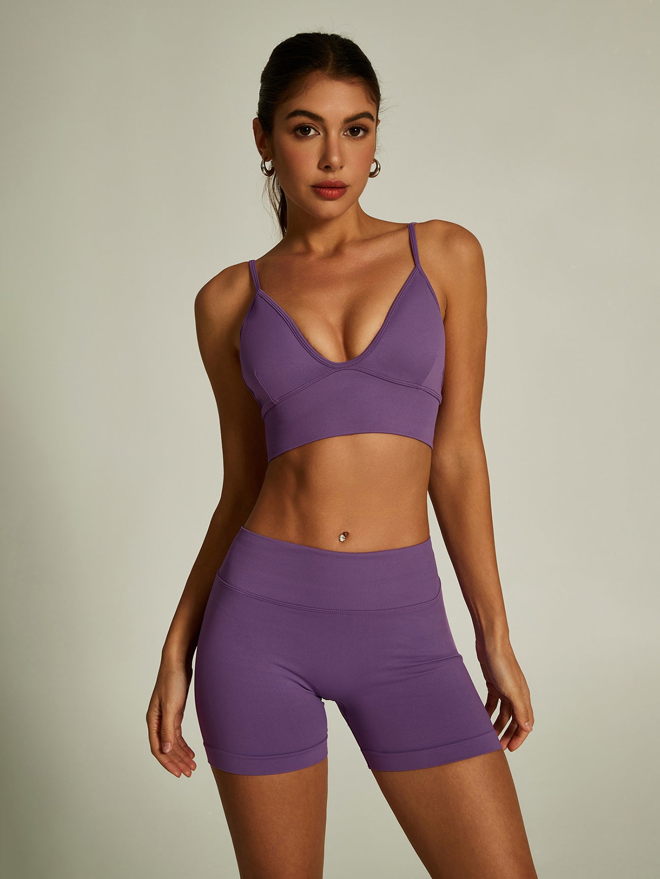 Spaghetti-Strap V-Waistband Set Mindful Yoga Set-Multicolor