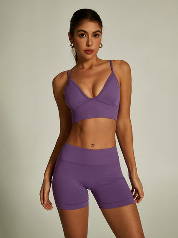 Spaghetti-Strap V-Waistband Set Mindful Yoga Set-Multicolor