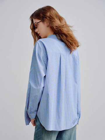 Blue Plaid Button Casual Shirt
