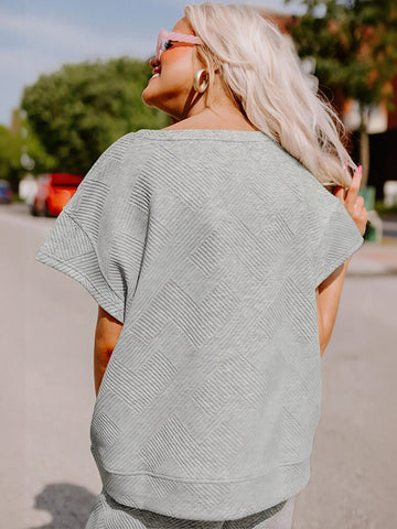 Round Neck Drawstring Waist Pants Set