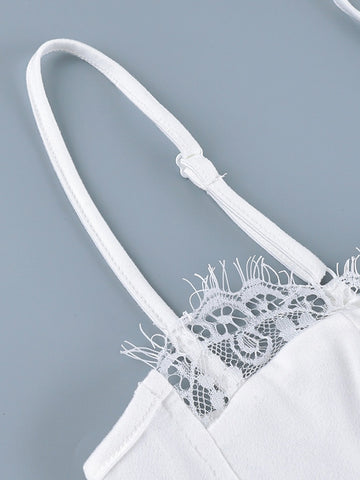 Lace Trim Button Front Corset Top