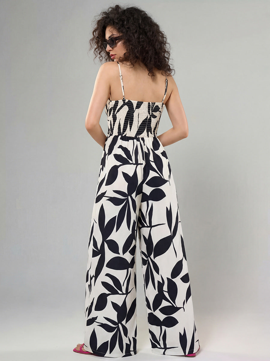 Floral Print Tie Waist Jumpsuit