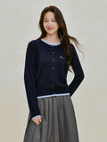Embroidered Wool Blend Cable Knit Cardigan